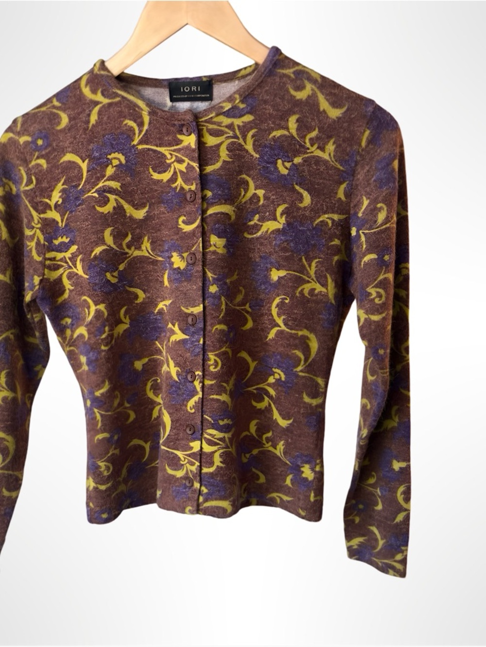 IORI Vintage Floral Grandmacore Lambswool Angora Cardigan Medium - Picture 5 of 11
